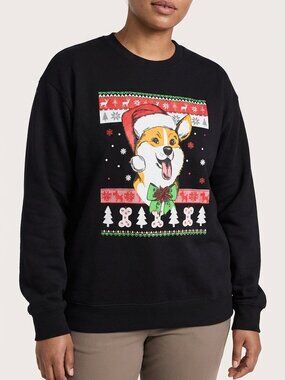 Merry Corgmas M/L Ugly Sweater Christmas Gift Corgi Dog Santa Unisex Sweatshirt